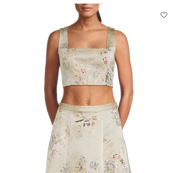 Adam Lippes Floral Embroidered Silk Blend Crop Top NWT - Picture 1 of 8